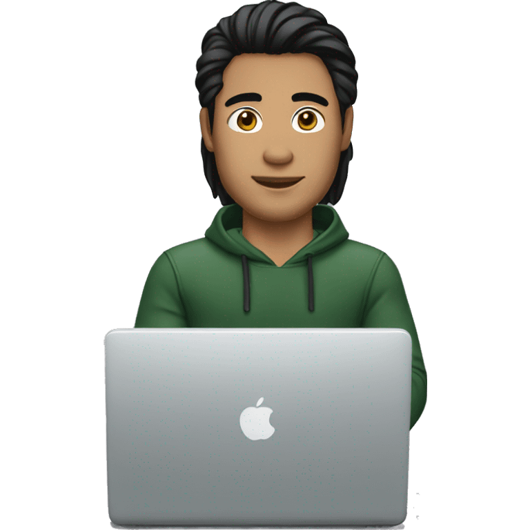 men bitmoji front of laptop with black hair  emoji