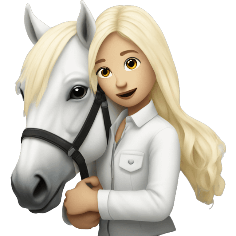 I want a blondie girl hugging a white horse emoji