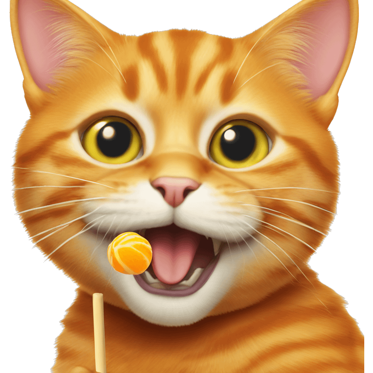 Orange cat that is licking a lollipop  emoji