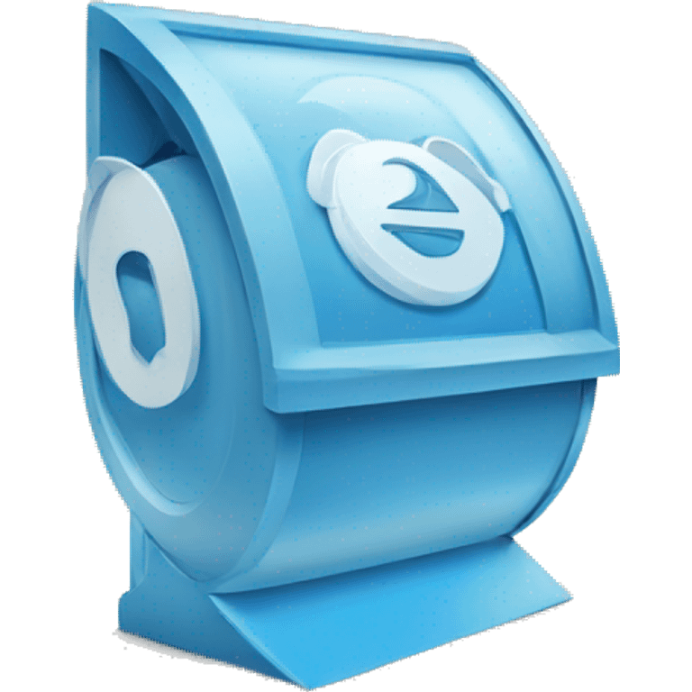 bank with telegram blue icon on it, the famous letter logo  emoji