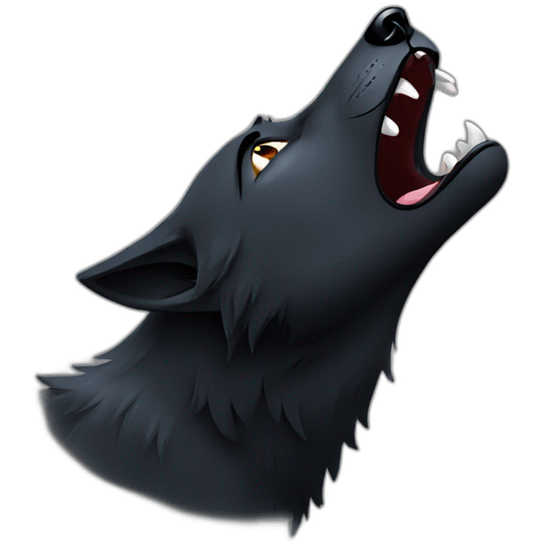 Black wolf howling  emoji