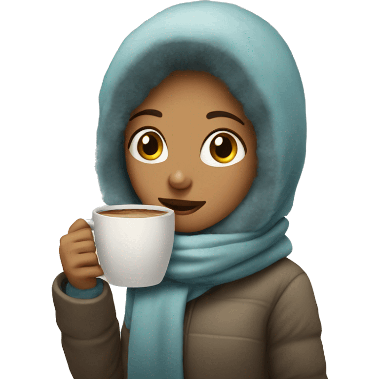 girl with coffe in cold emoji