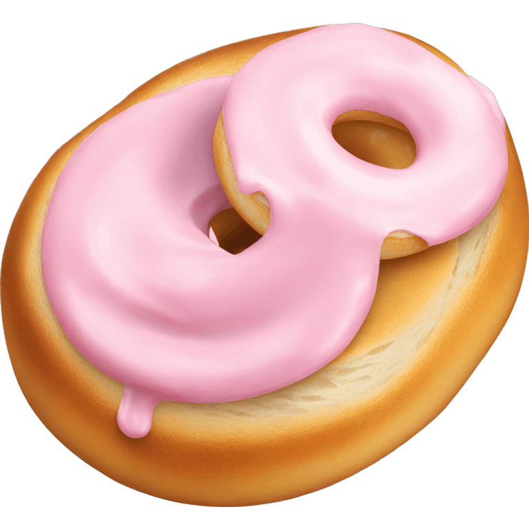 open bagel with pink cream cheese emoji