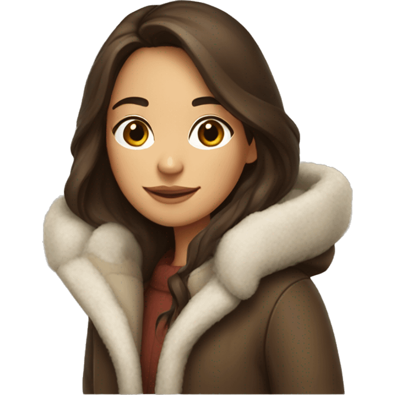 winter christmas coat, hispanic, long brown hair, girl, brown eyes, fair skin  emoji