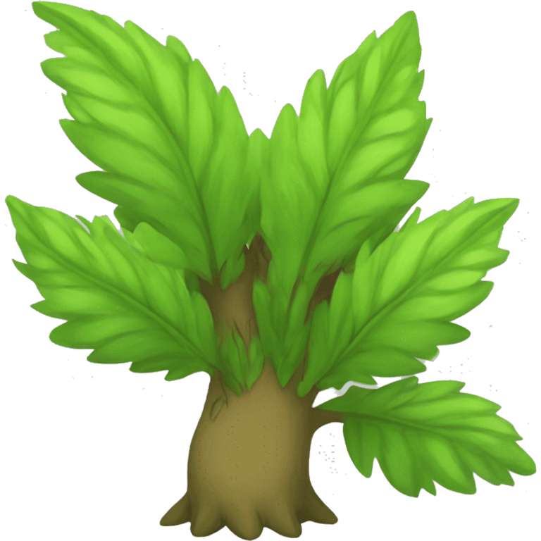  Green and Brown Kawaii Leaves-covered—Grass-Type-Bush-Fakemon-Creature full body emoji