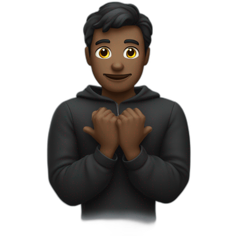 Homme noir chauve qui fait un coeur avec ses mains emoji