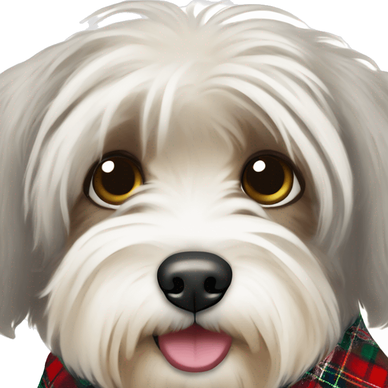 Havanese dog wearing tartan collar  emoji