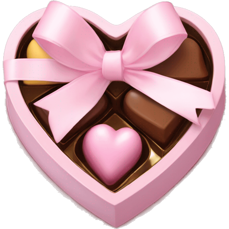 pale pink heart box, pale pink bow, filled with chocolates inside emoji