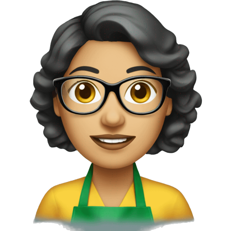 mexican lady green apron  with glasses cooking tacos emoji