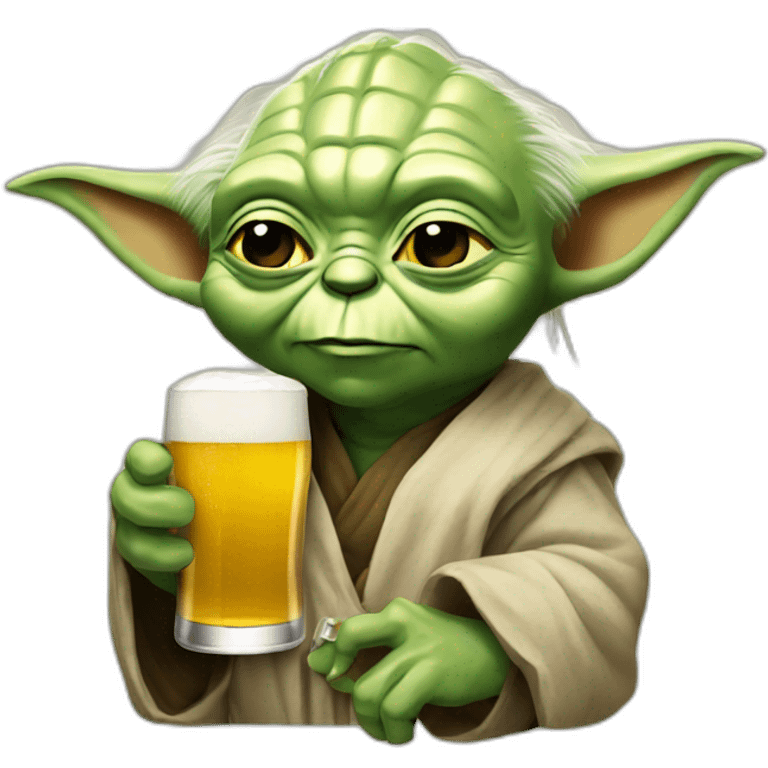 Yoda drinking a beer emoji