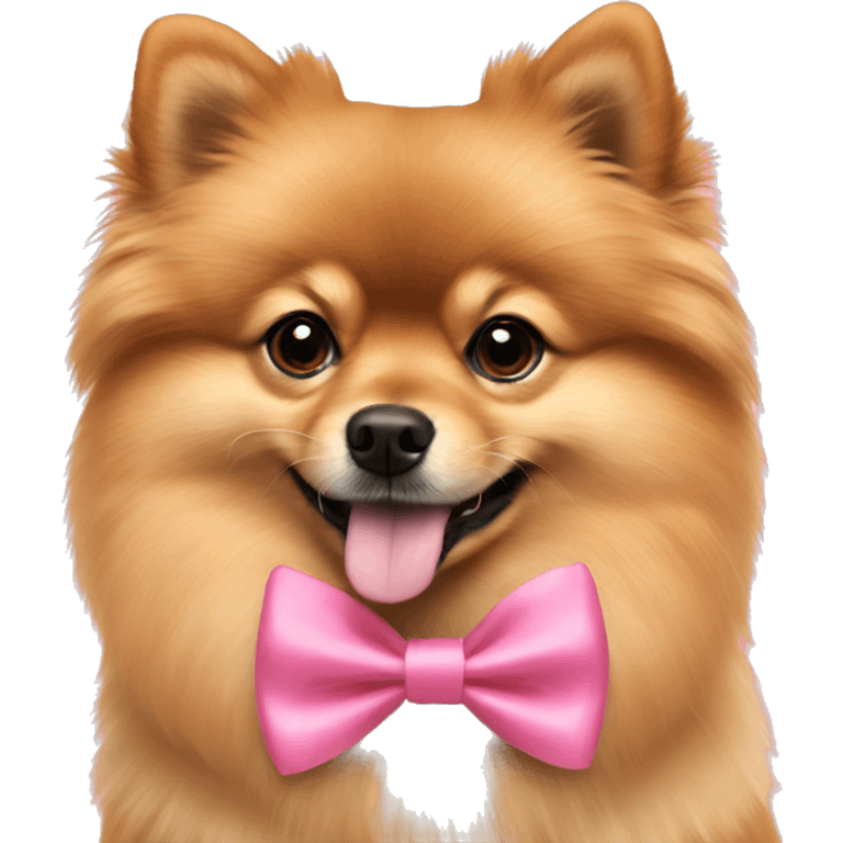 light brown pomeranian with pink bowtie emoji