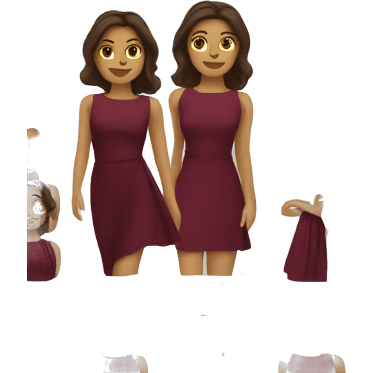 Brunette woman with a burgundy dress and heels emoji