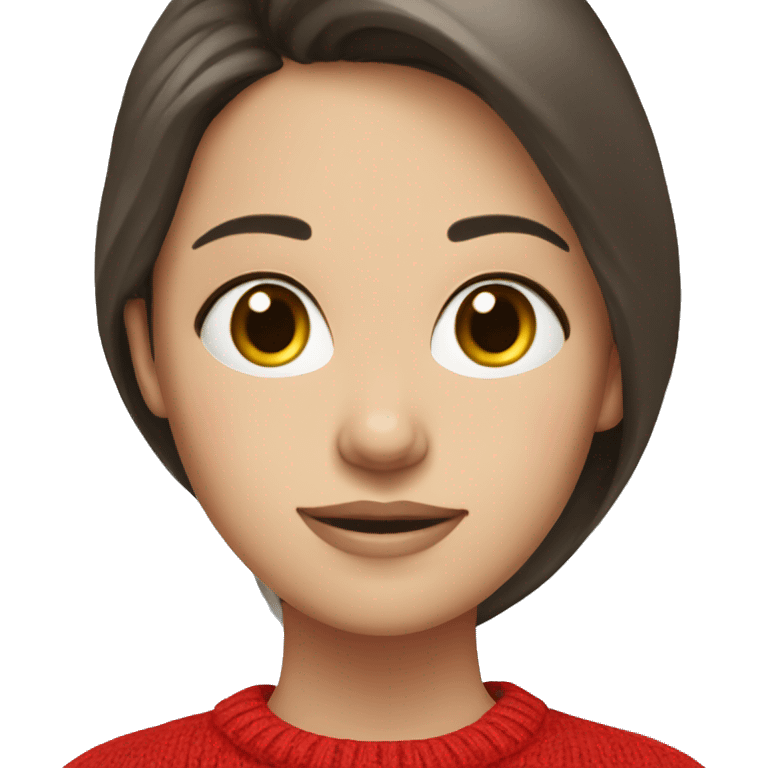 White brunette Girl in red sweater emoji