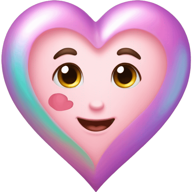 Corazon rosa pastel con brillos emoji