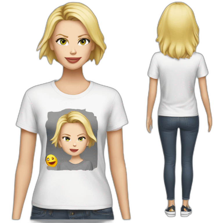 charlize theron wearing t-shirt emoji