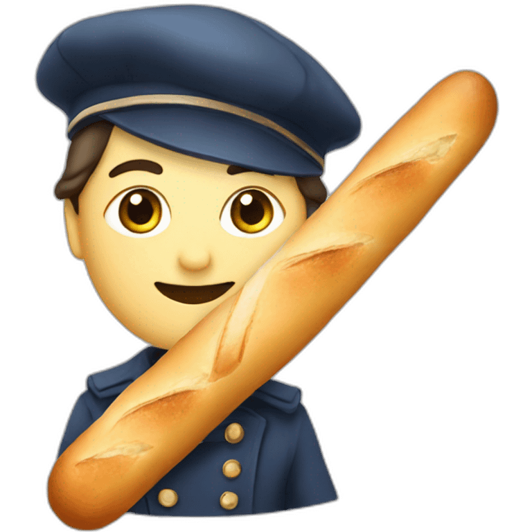 A parisian with a baguette and a beret emoji