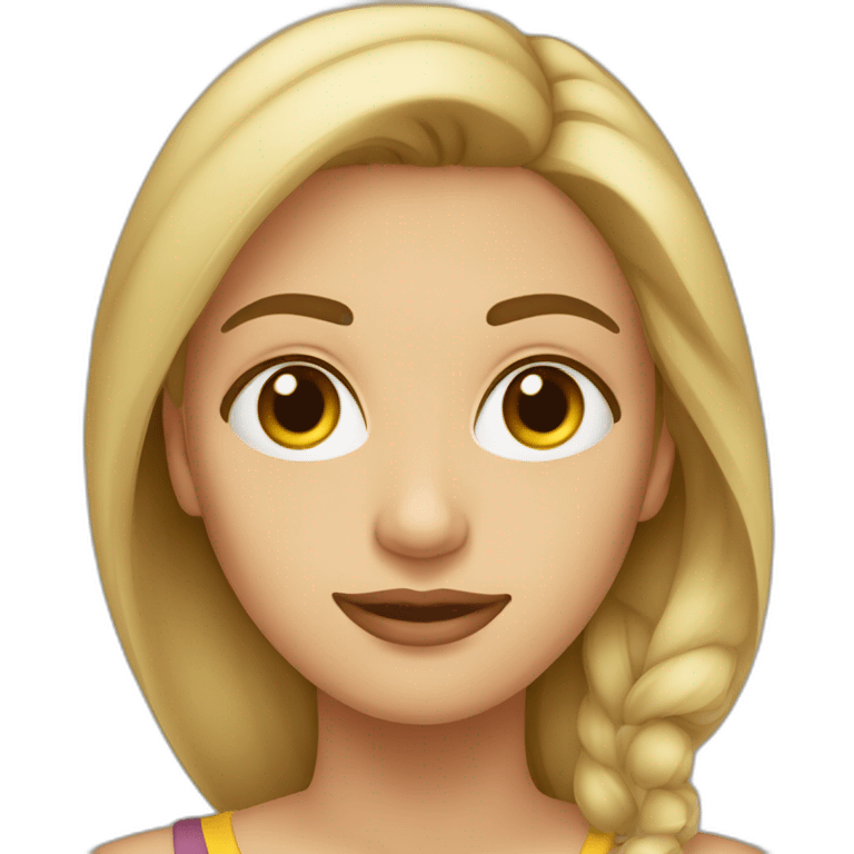 mujer ojos marrones, pelo rubio emoji