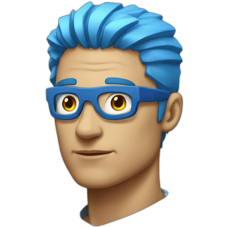 Portrait Super hero man tech with blue hair emoji