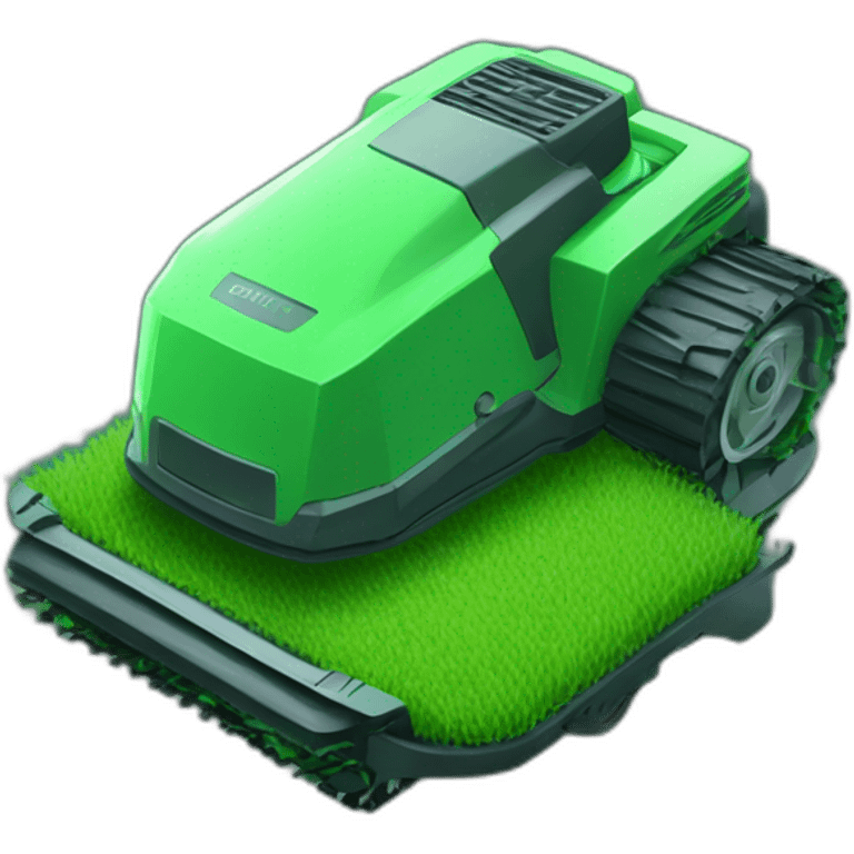 futuristic robot lawn mower in all green emoji