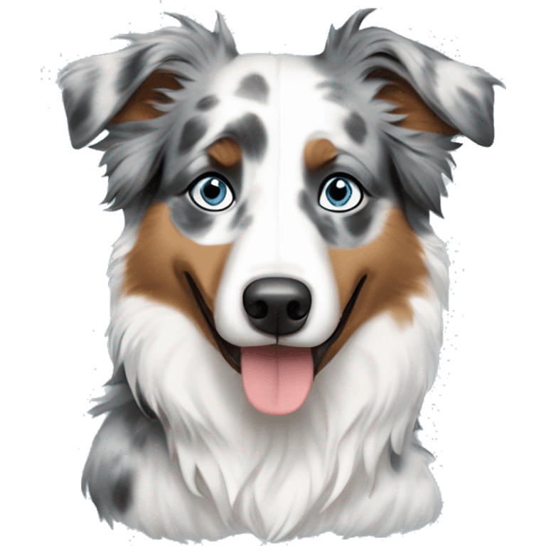 Blue merle Australian Shepherd with blue eyes emoji