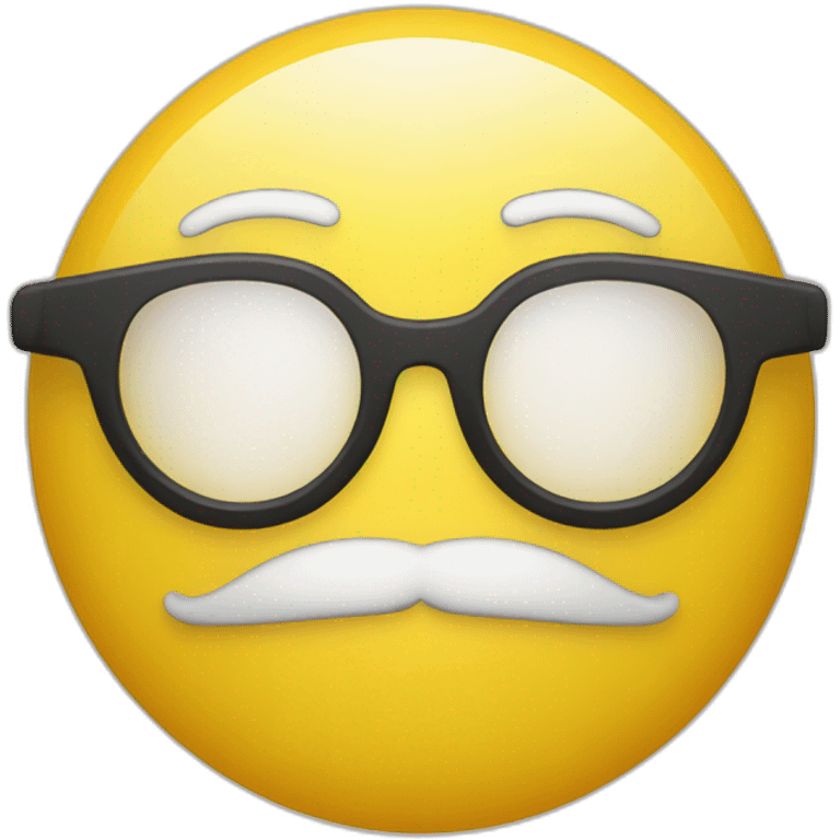 Yellow circle face with a beard and glasses emoji