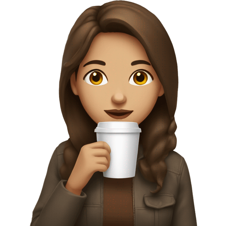 brown hair girl sipping coffe  emoji