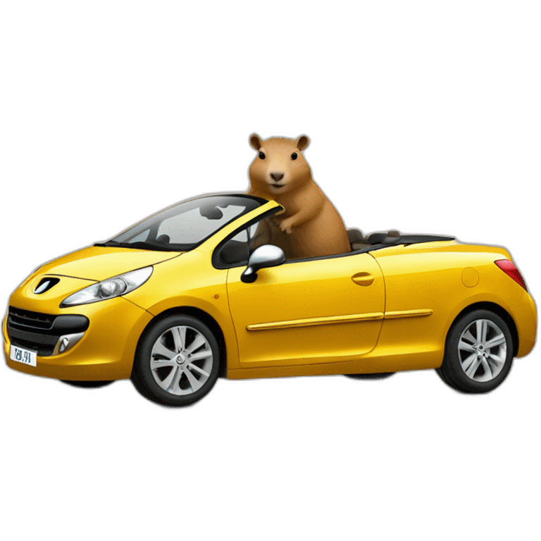 capybara in a peugeot 207 coupé cabriolet emoji