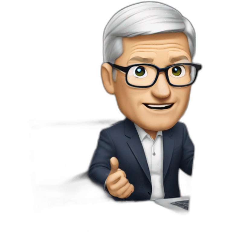 tim cook with macbook at office emoji