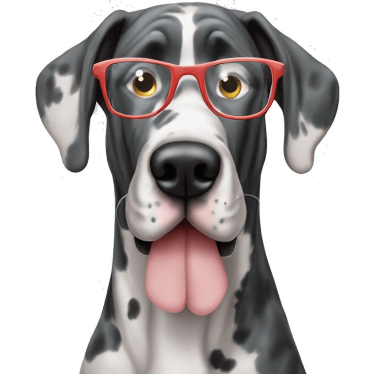 merle great dane with glasses emoji