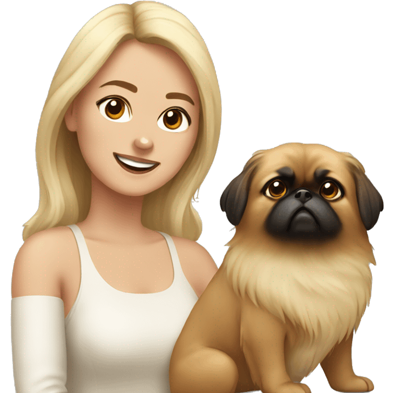 Women with Pekingese emoji