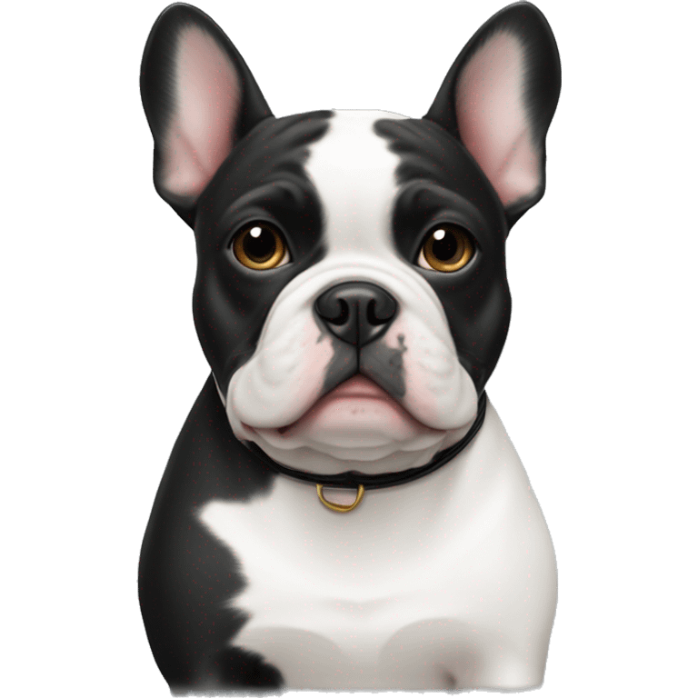 White and black french bull dog with girl emoji