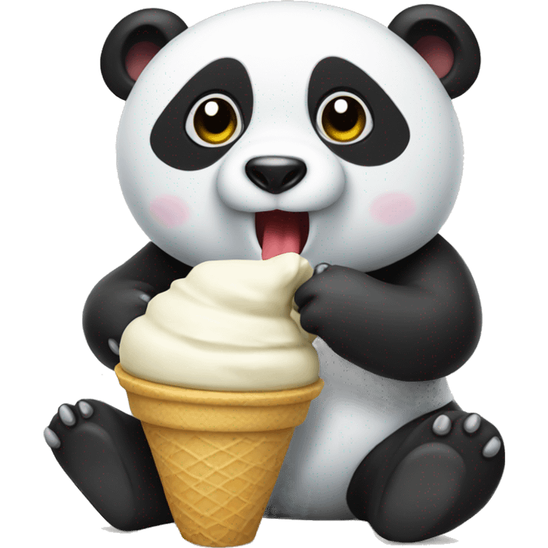 Panda eating ice cream emoji