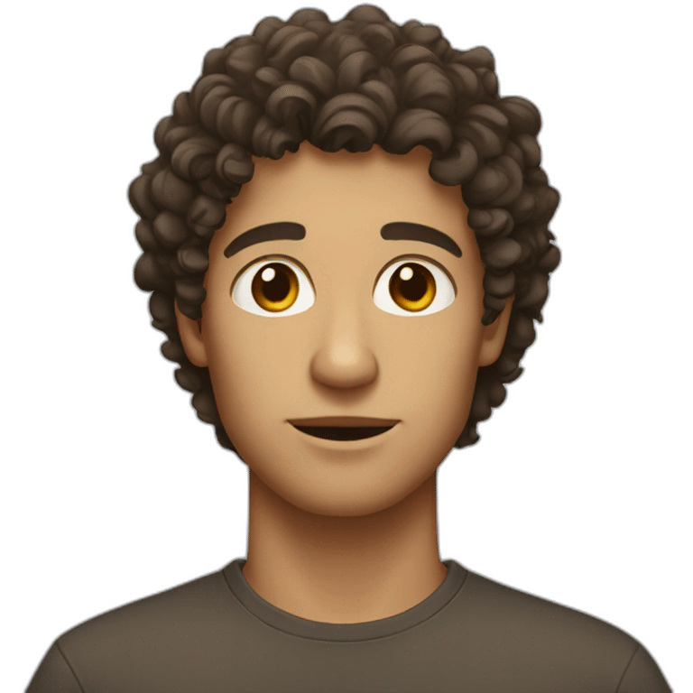 guy with curly hair and brown eyes emoji