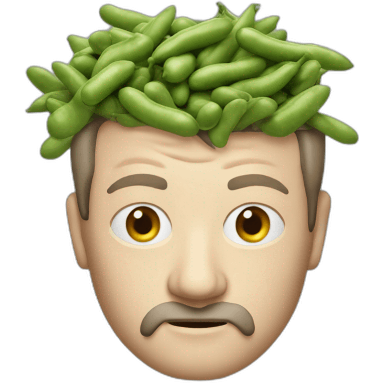 Charlie Brooker with beans on head emoji