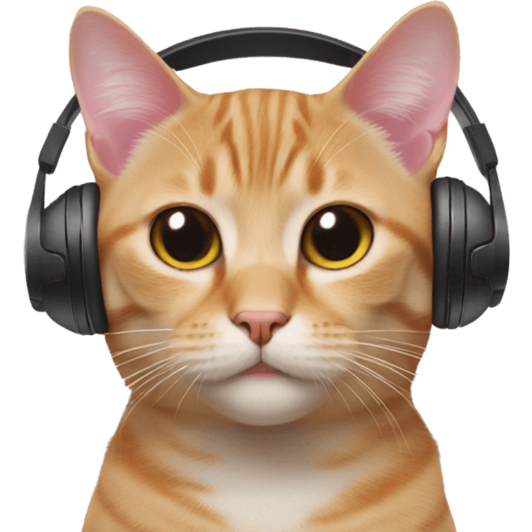 cat with pink head phones emoji