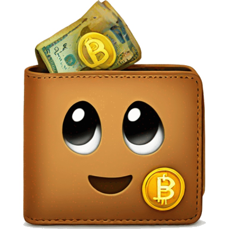 happy wallet with bitcoin emoji