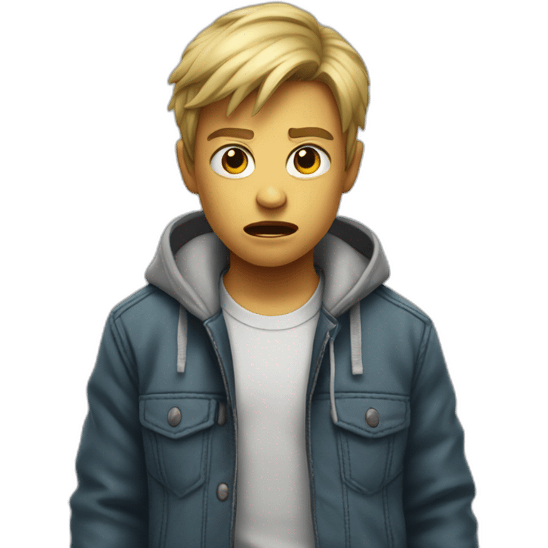 furious kid in jacket emoji