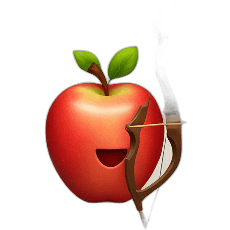 smiling red apple holding a bow and arrows emoji