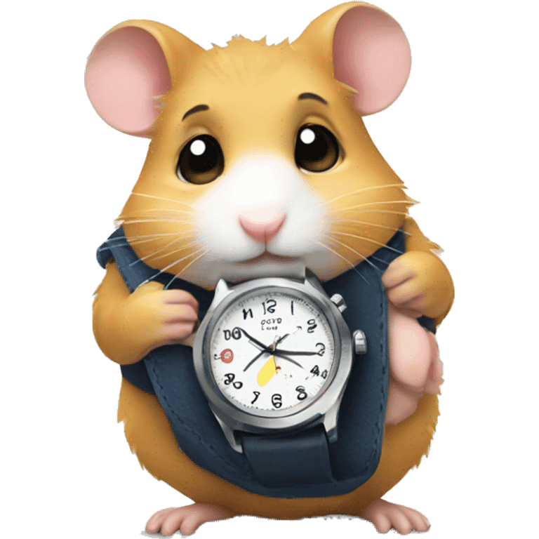 hamster looking at watch emoji