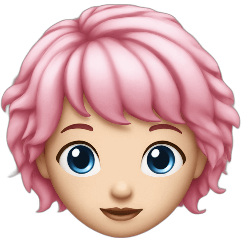 Sakura girl with pink hair and blue eyes emoji