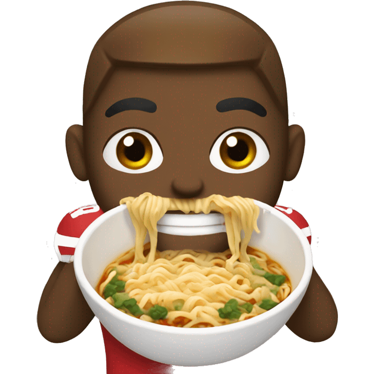 Football player eating ramen emoji