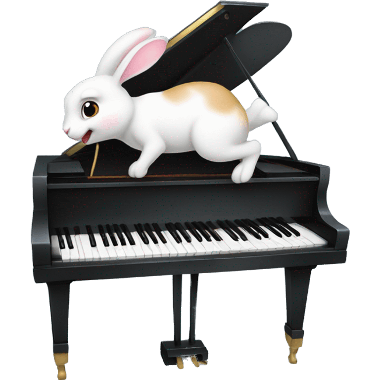 A bunny hopping on a piano emoji