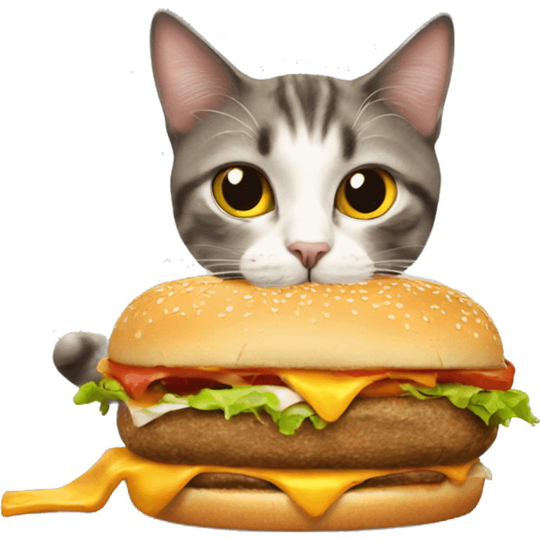 Cat eating cheeseburger  emoji