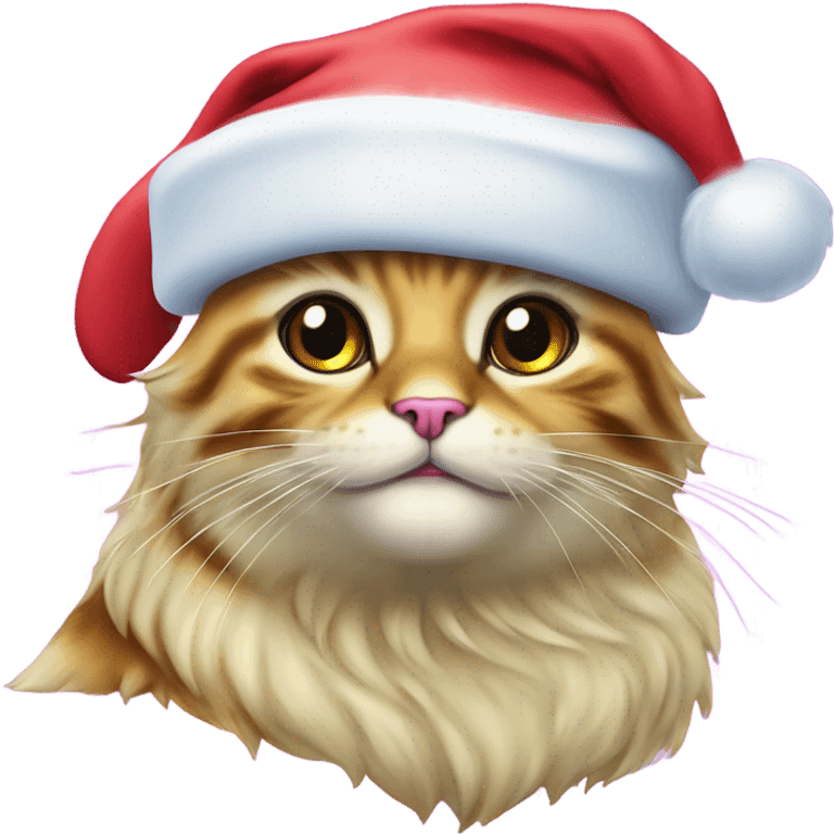 Lisa frank Christmas cat with Santa hat emoji