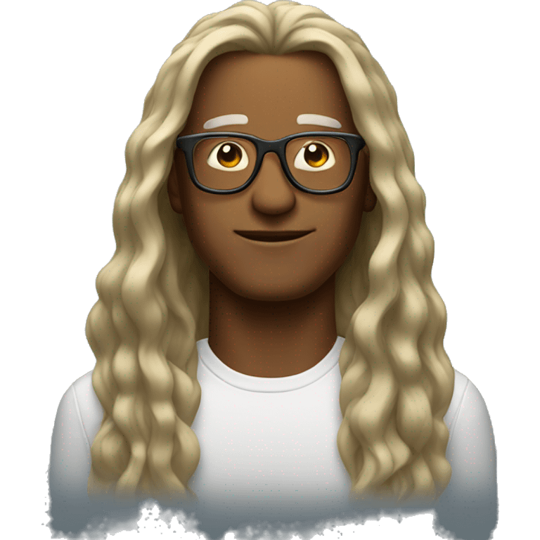 Cool man with glasses and long hair emoji