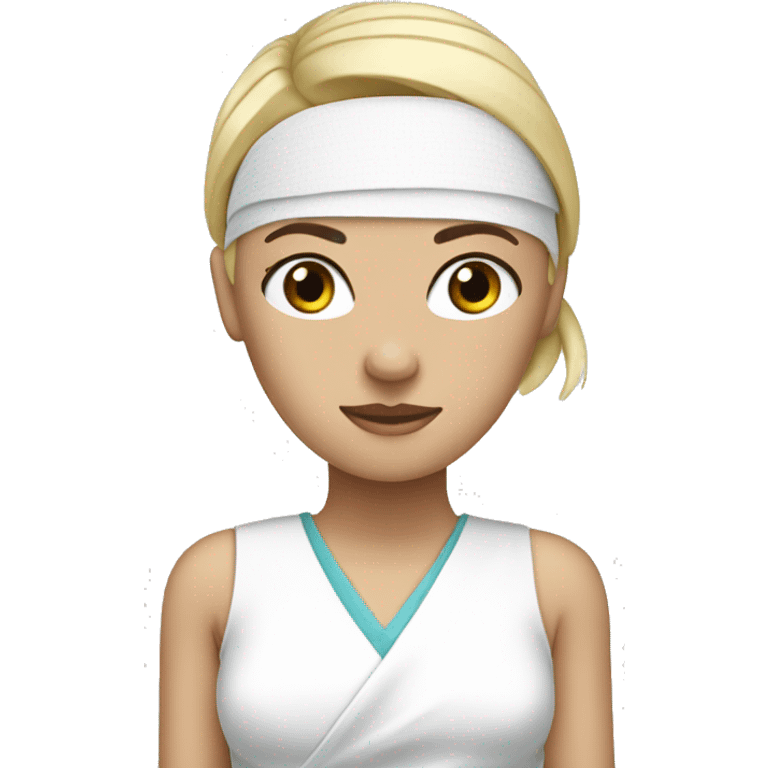 a blond-haired women with a white medical head bandage emoji