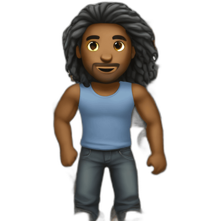 black man with long hair emoji