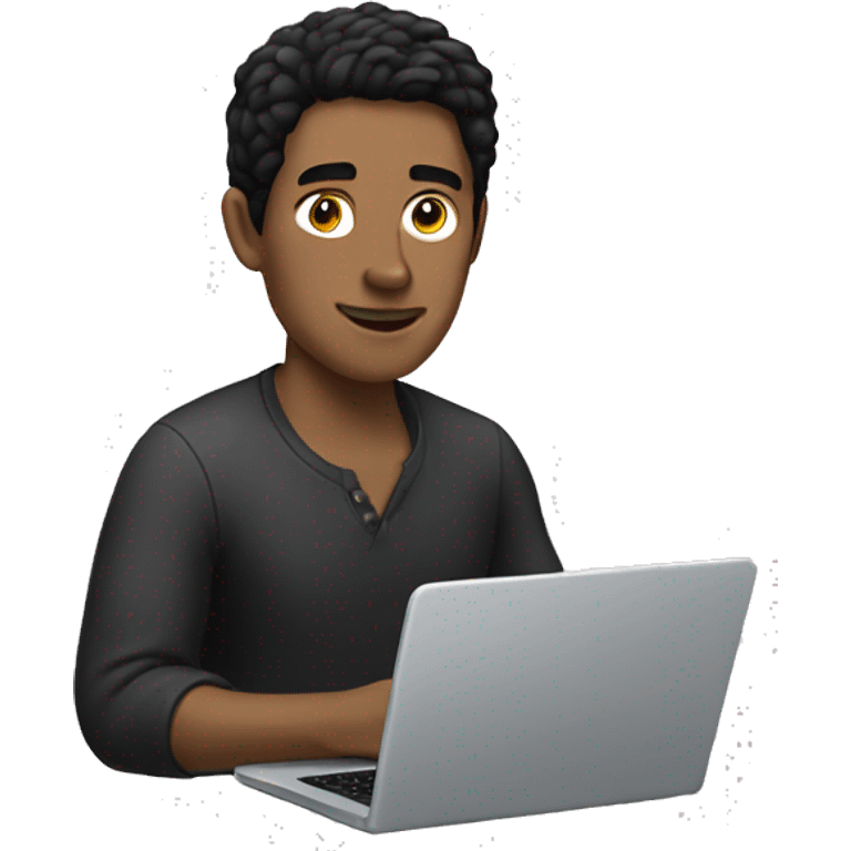 white man with black hair working on his laptop emoji