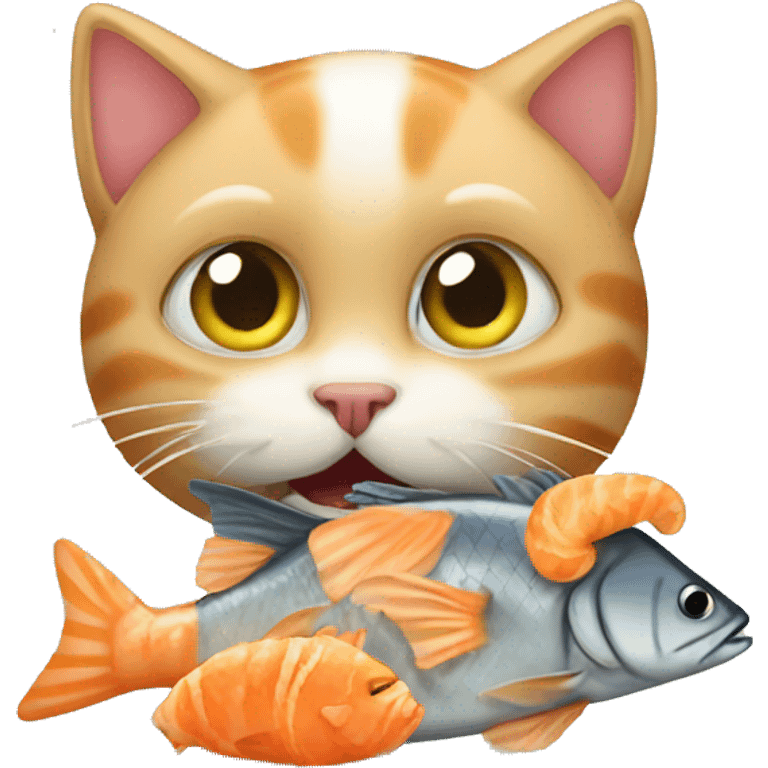 kitten eating fish emoji