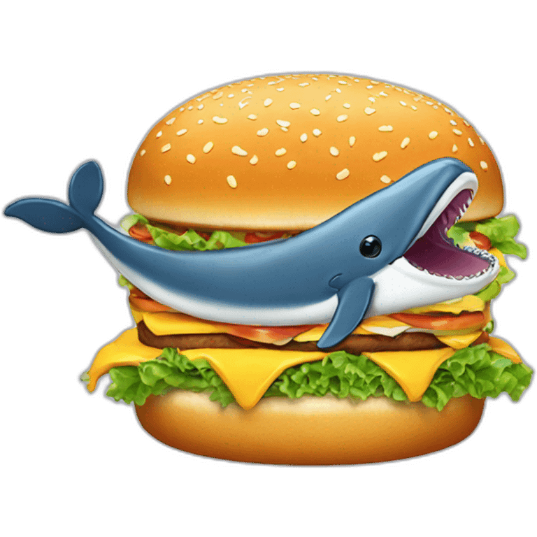 Whale eating burger emoji